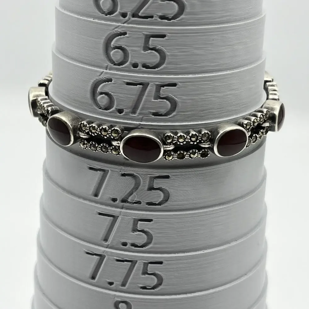 sterling silver garnet bracelet Marcasite Damaged Repair Parts Missing Stones